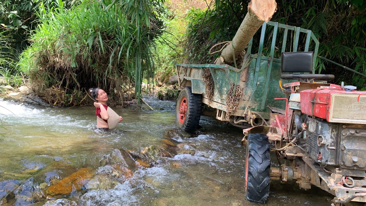 agricultural vehicles transporting construction materials