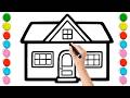 Drawing and Painting a Cute House With a Boy and Girl / House Drawing For Kids !