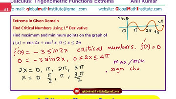 How to Find Maximum and Minimum Coordinates on Graph of Trig Functions First and Second Derivatives