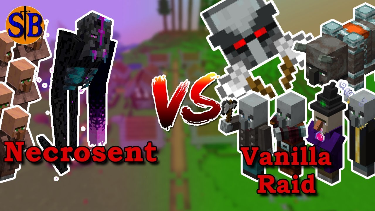 3 Necrosent Defend against a REAL Vanilla Raid | Minecraft Mob Battle