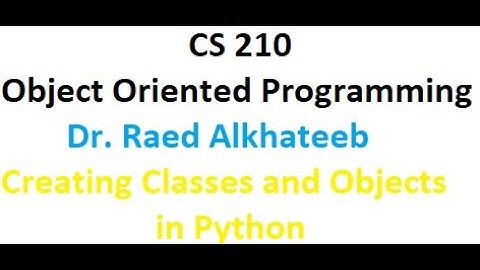 CS210 OOP Dr. Raed Alkhateeb Creating Classes and Objects