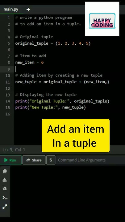 write python program to add an item in a tuple #python - YouTube
