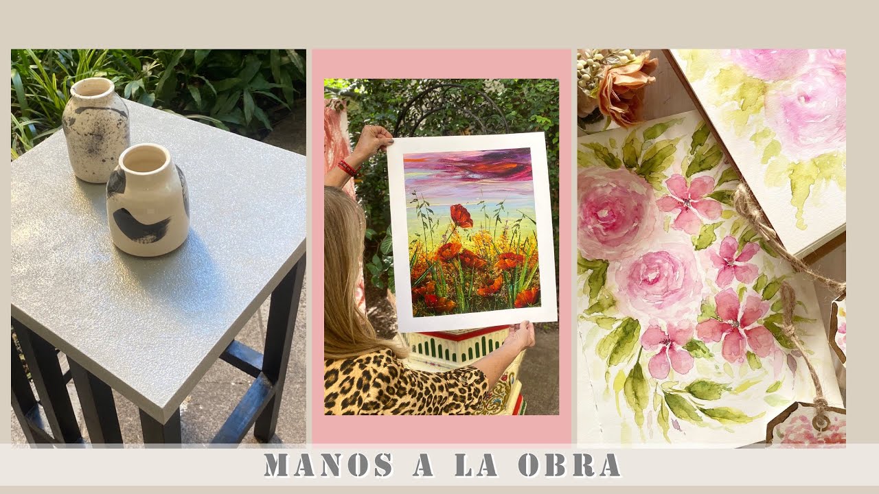 Manos a la Obra 2024 Programa 7 Efectos sobre Madera - Pintar Cuadros - Rosas en acuarela