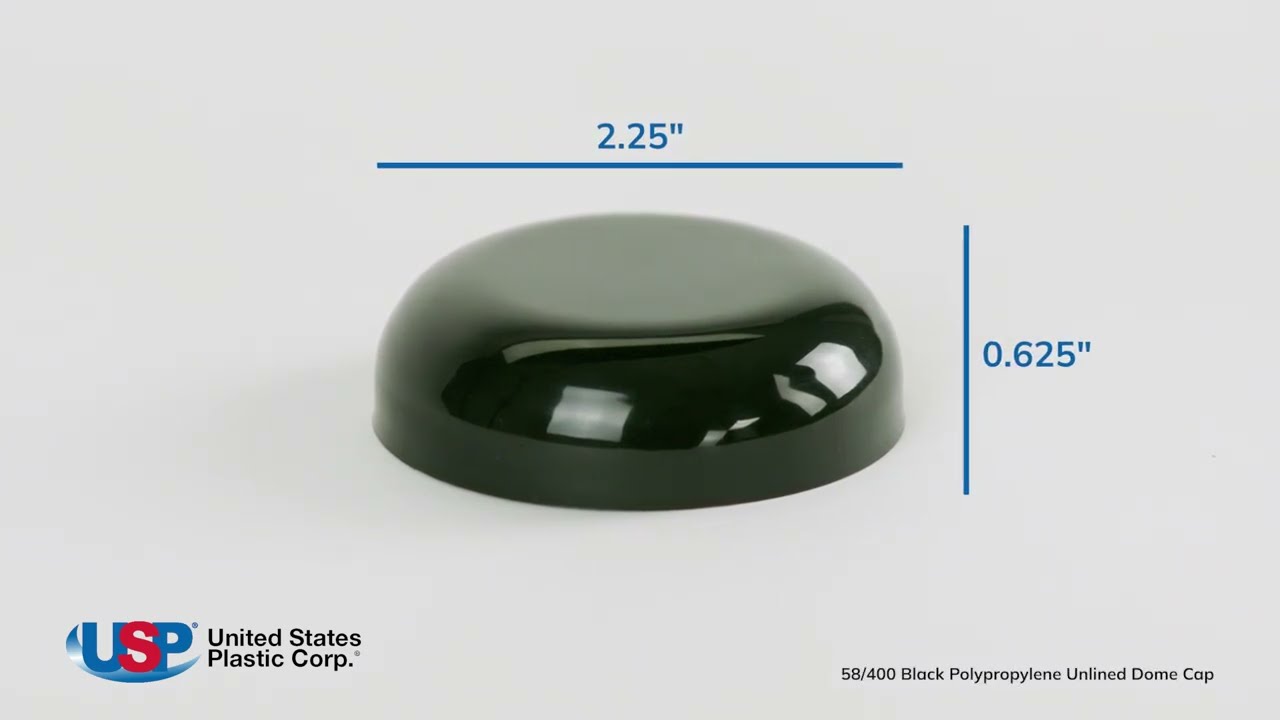 58/400 Black Polypropylene Unlined Dome Cap | U.S. Plastic Corporation®