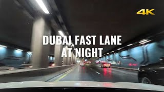 Dubai Driving in Fast Lane at Night 4K