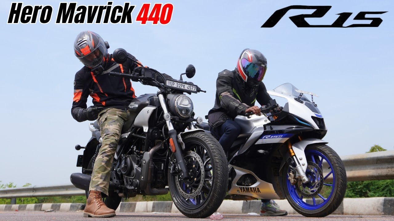 Hero Mavrick 440 vs Yamaha R15m Drag Race