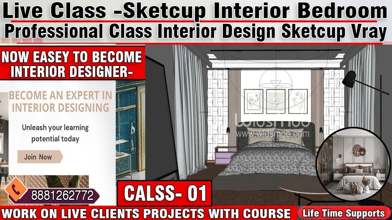 Lecture 1 Interior Batch Sketchup Vray Bedroom Design Professional ...