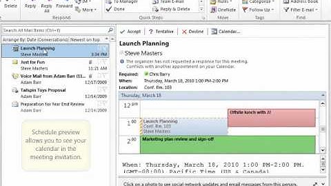 Outlook 2010 Calendar Preview