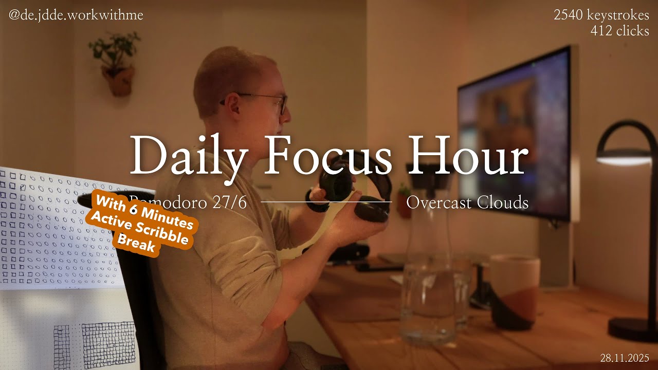 Daily Focus Hour | 2025-11-28T05:18:17 | Work With Me | Pomodoro 27/6 ...