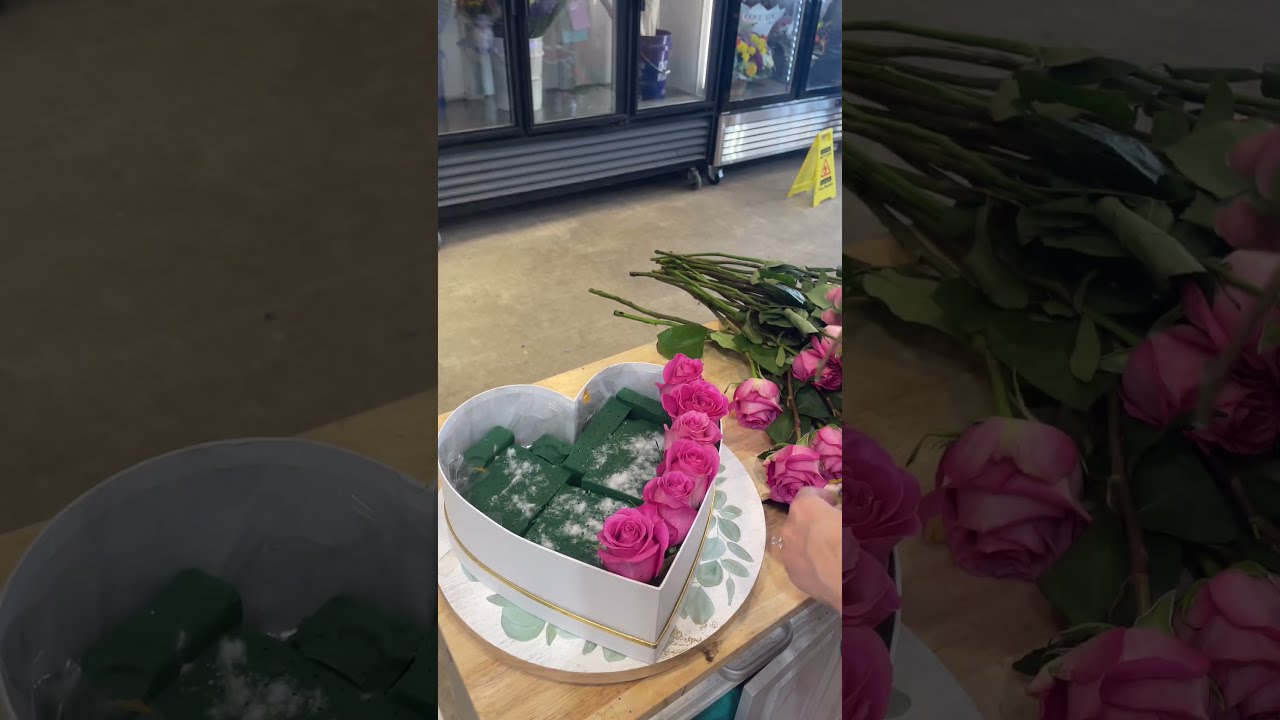 Let S Make A Pink Roses Heart Box Bouquet Fyp Flowers