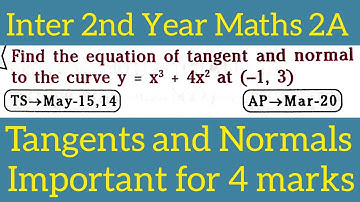 Problem on Tangents and Normals in telugu@maths naresh eclass