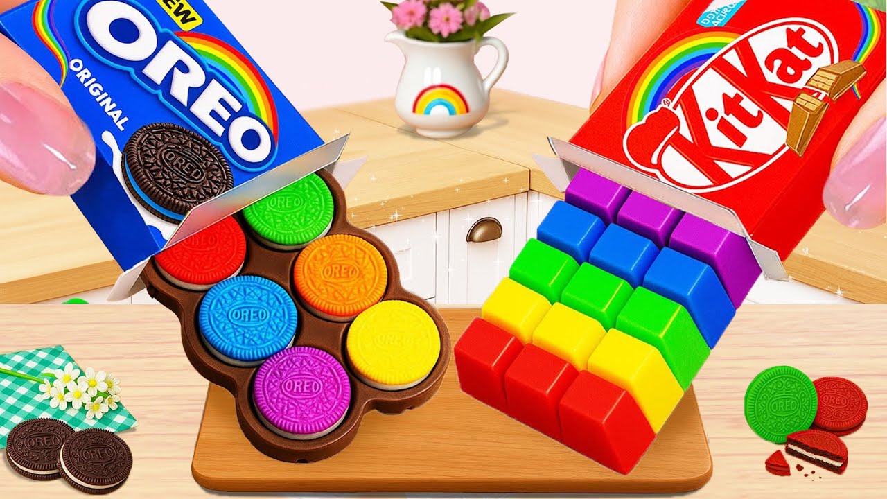 Ultimate Rainbow Oreo vs KitKat Candy Blocks 🌈 Best Satisfying Miniature Dessert Decoration 😍
