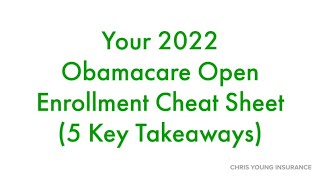 Your 2022 Obamacare Open Enrollment Cheat Sheet
