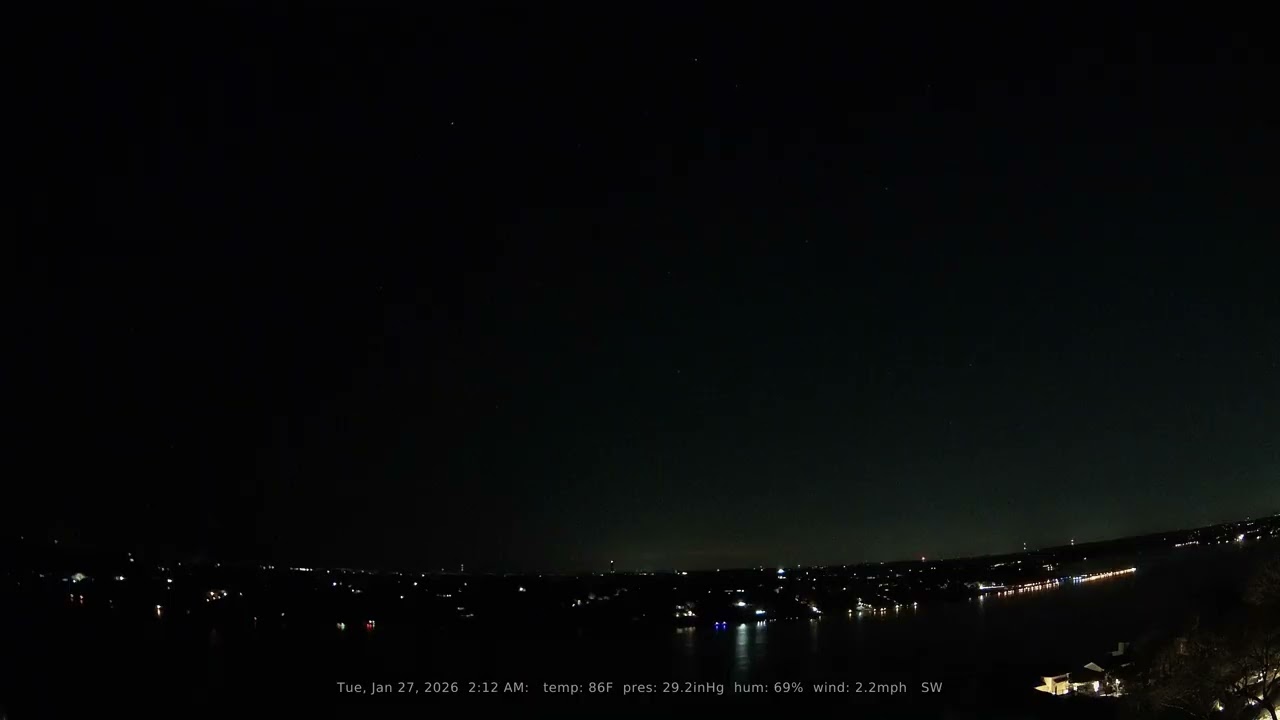 01/27/2026: Nightlapse: Lake Travis, Texas (Austin, TX): 4K, 60fps Daily Timelapse Video