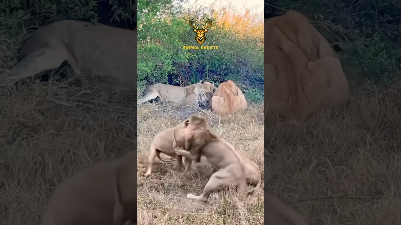 THREE ALPHA LIONS BATTLE FOR LIONESS 