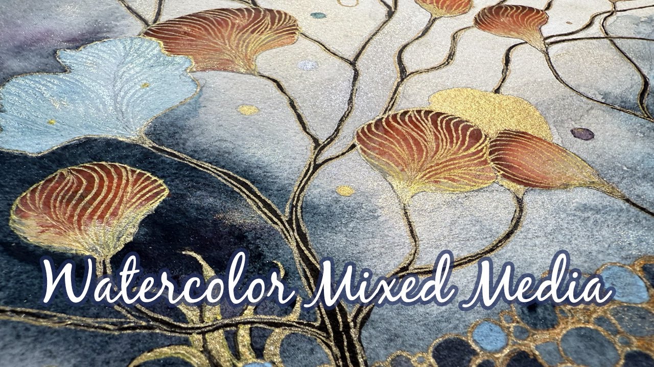 Watercolor Painting Mixed Media with Zentangle Drawing - Relaxing ART Tutorial!