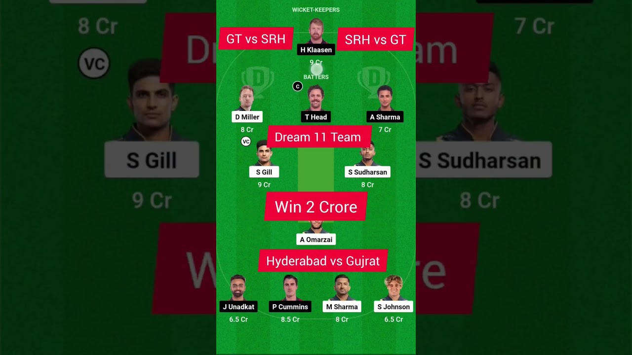GT vs SRH Dream 11 team | SRH vs GT IPL match 2024 team prediction