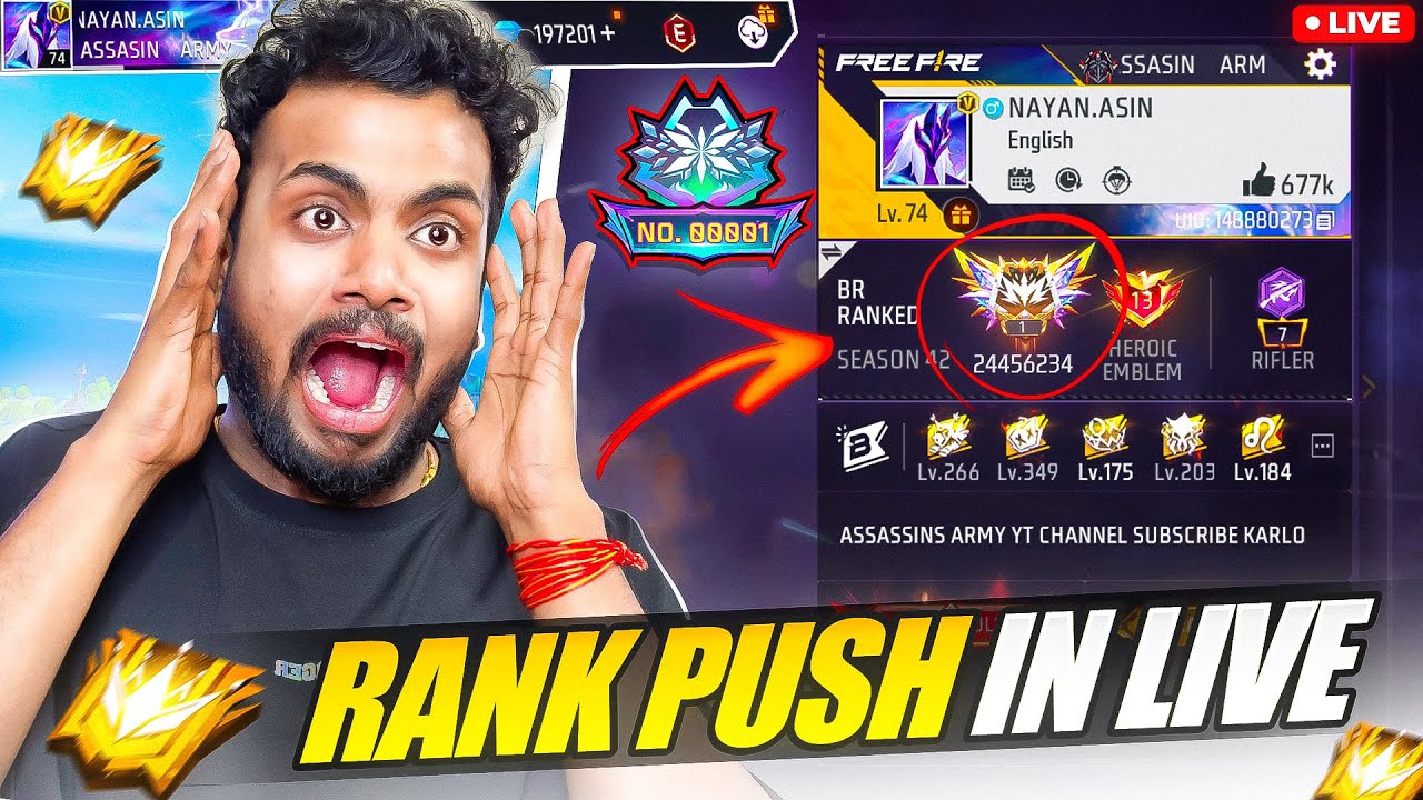Global Top 1 Player Rank Push Happy New Year 2025  - Garena Free Fire Live