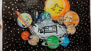 A message from earth through the drawing / creative oil pastel drawing idea