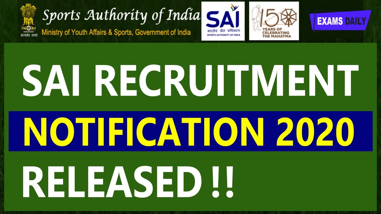 Sports Authority of India Recruitment 2020 || SAI Vacancy 2020 || Latest Jobs 2020