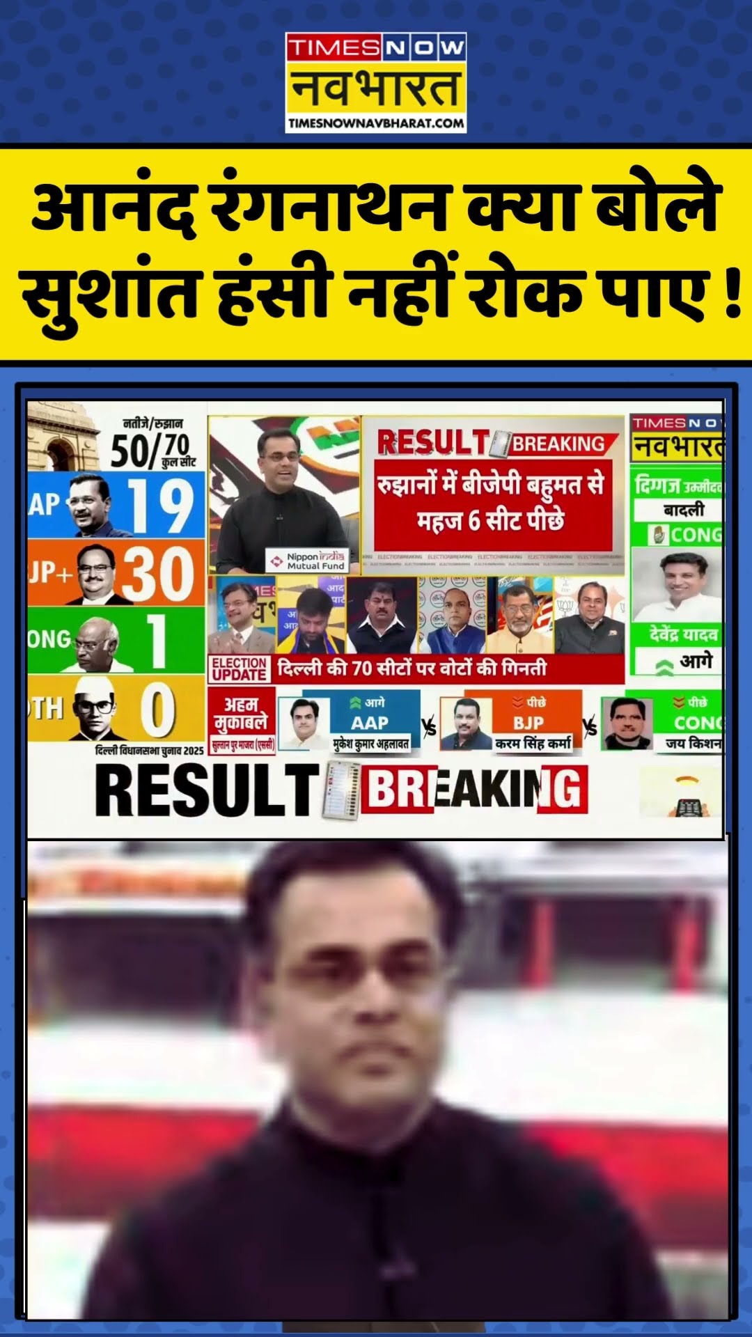 Anand Ranganathan क्या बोले..Sushant Sinha हंसी नहीं रोक पाए ! #delhielectionresults #sushantsinha