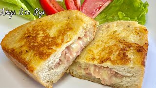 Хрустящие ГРЕНКИ НА ЗАВТРАК с сыром и ветчиной сытно и вкусно Люда Изи Кук завтраки перекус