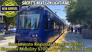 Sacramento Regional Transit BRAND NEW Siemens Mobility S700 Low-Floor Light Rail Tour at 13th Street