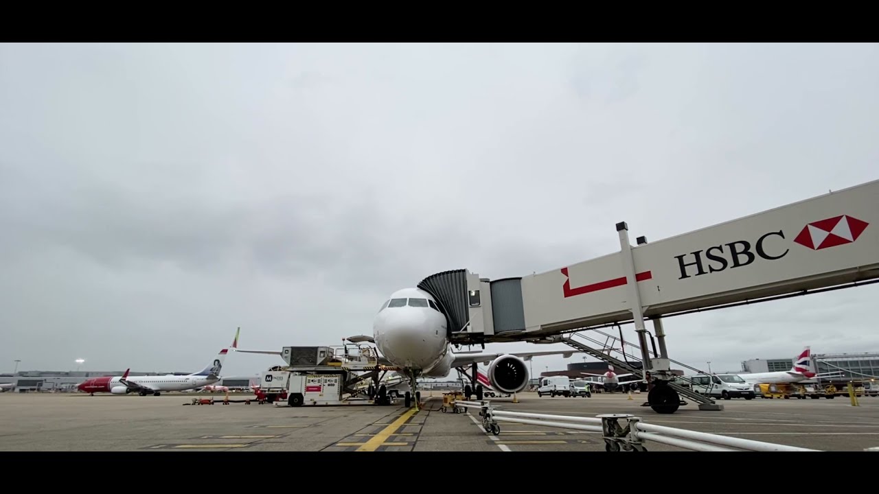 TAP - A320NEO stand arrival at Gatwick