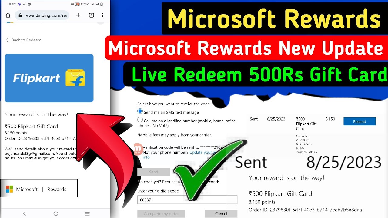 Microsoft Rewards New Update | ₹500 Gift Card Redeem Today | Microsoft ...