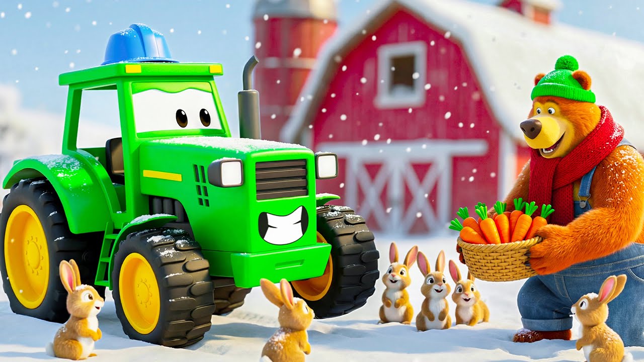 Tractor And Bear Rescue Mission ❄️ Saving Bunnies On Icy Slope | 3D Animation