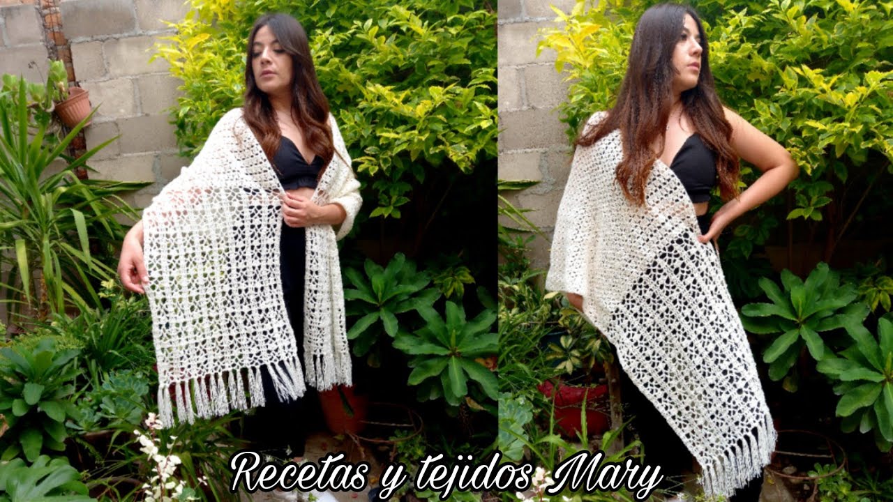 Chal esperanza a crochet dos puntadas♥️🤍♥️