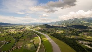 Luftaufnahme Hochwasser Rhein Oberriet SG, Schweiz