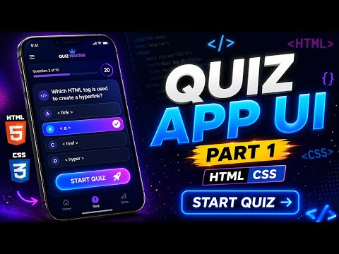 Build a Quiz App Step by Step (Part 1) | HTML CSS Quiz App UI for Beginners