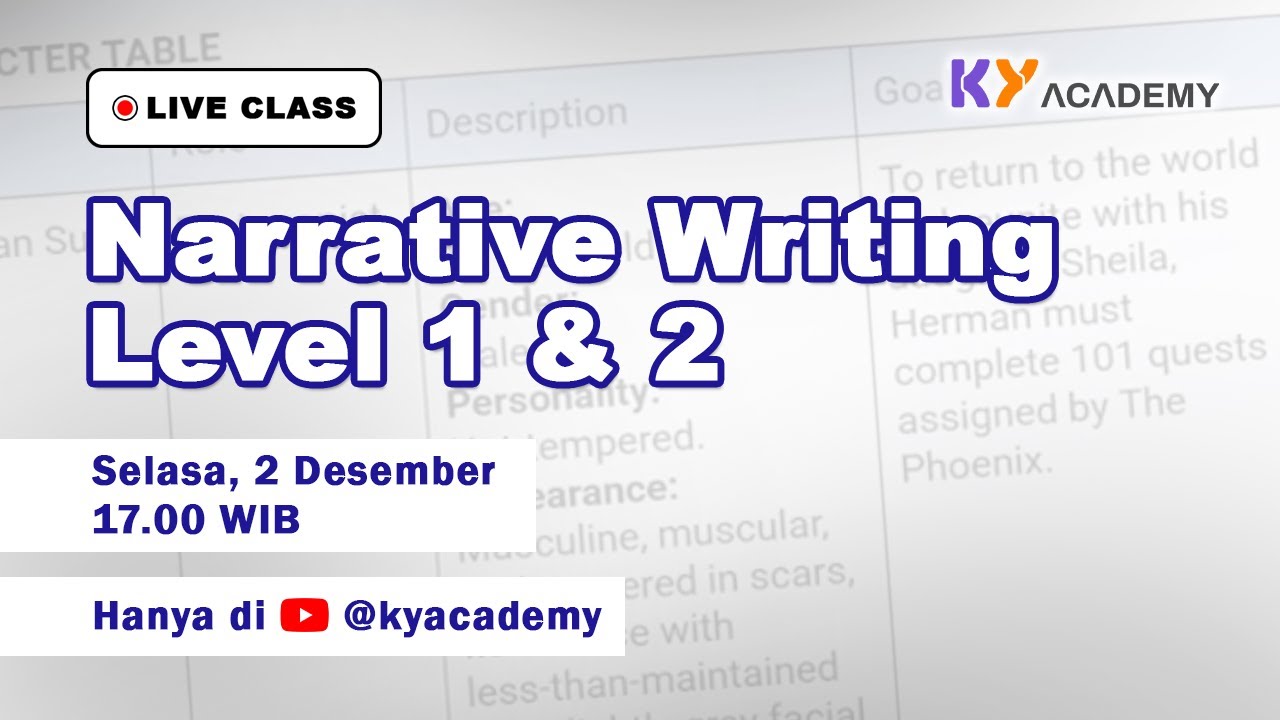 [LIVE CLASS] Narrative Writing Level 1 & Level 2 by Dewe - YouTube