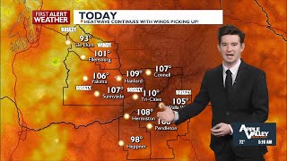 Last day of the hottest weather--another EXTREME Impact Fire Day with winds picking up