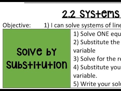 2 2 Solving a System Using Substitution or Elimination - YouTube