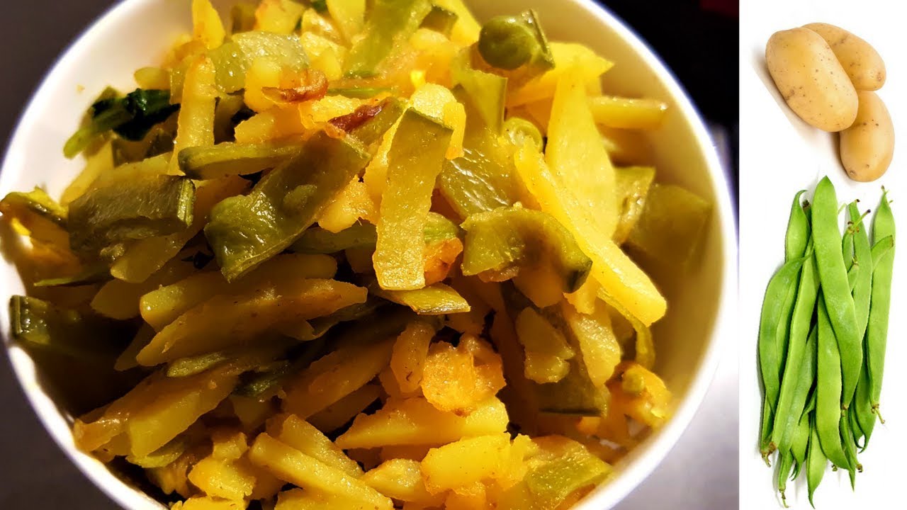 শিম আলু ভাজি ঝরঝরে Flat bean and potato fry Sim Aloo Bhaji Sim