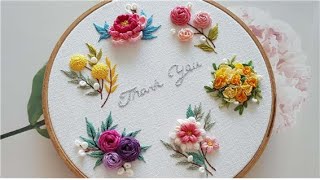 [프랑스자수/Free Pattern] 감사합니다 Thank you ^^ -  Letter embroidery