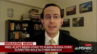 December 22, 2020 MSNBC appearance about SolarWinds cyber espionage campaign