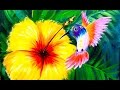 Hummingbird and hibiscus flower learn to paint for beginners angelooney  theartsherpa