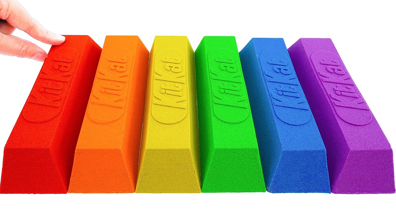 Video satisfactorio | Cómo hacer KitKat arcoíris de arena cinética (corte ASMR) | By YoYo