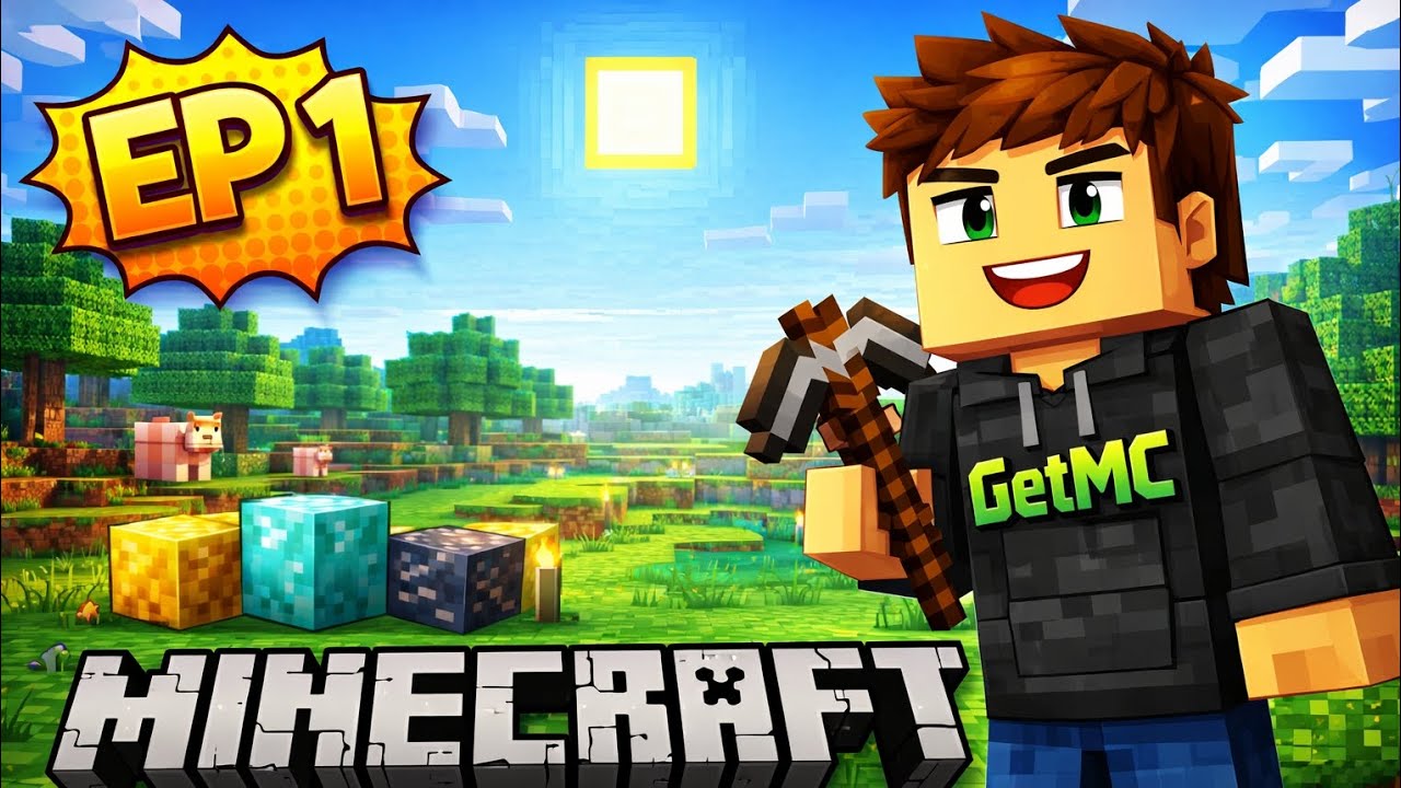 Minecraft Let’s Play EP 1 🎮 | First Day Survival | GetMC