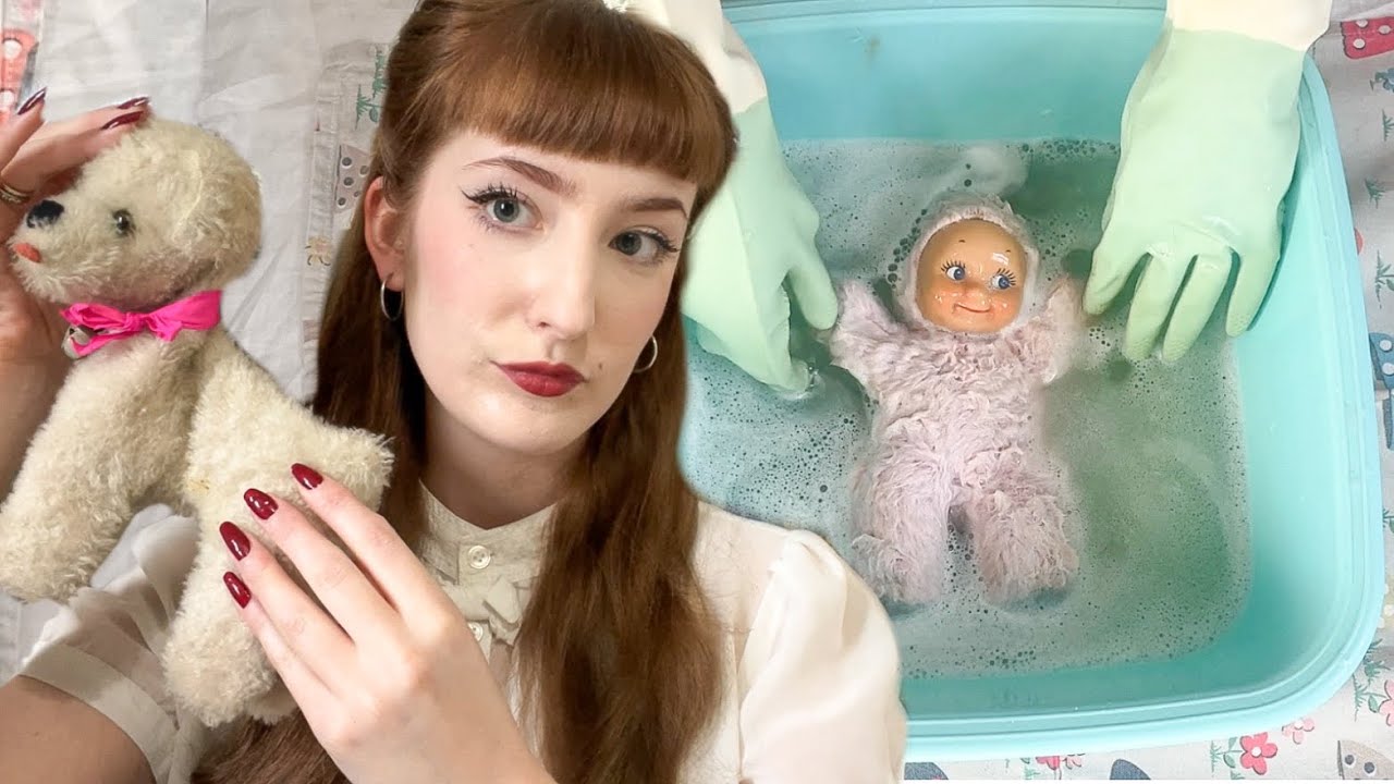 ASMR washing and restoring 3 vintage plushies 🎀🐇