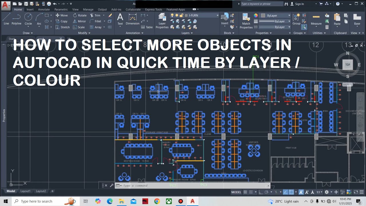 How to select all the objects in same layer or colour in quick time ...