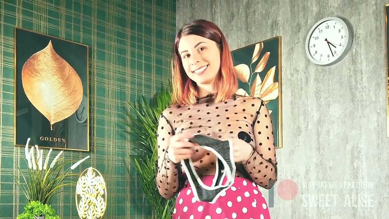 ⁣Sweet Alise transparent lingerie try on haul with see through thong