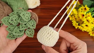 Wow!!! How to make an eye-catching crochet home ornament?🌿 How to knit pots and leaves 🌿