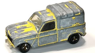 Majorette restoration Renault 4L van from1975. Toy model cast.