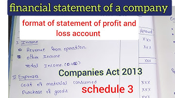 format of statement of profit and loss account company act 2013, schedule 3