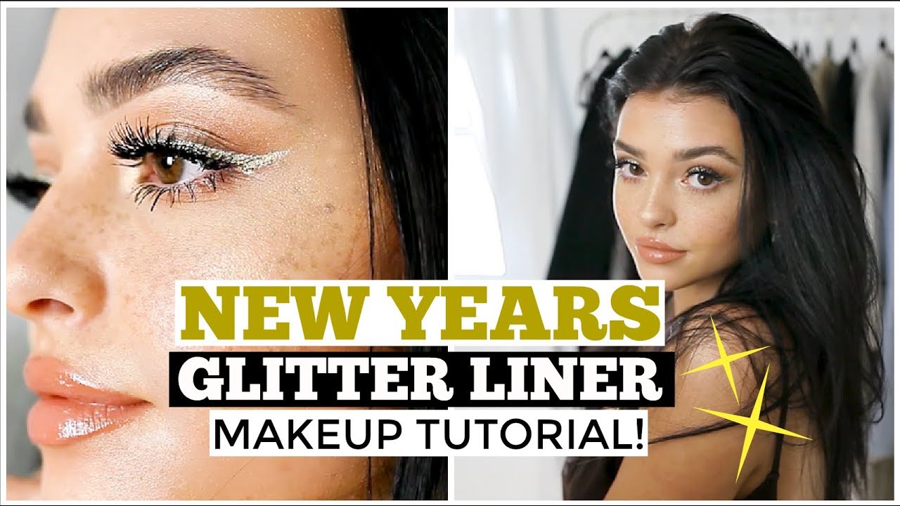 New Years GLITTER WINGED LINER Makeup Tutorial YouTube