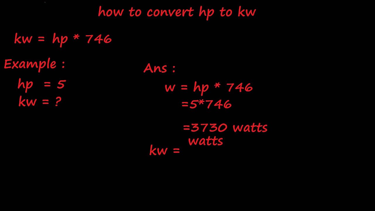 Motor Hp Kw Chart